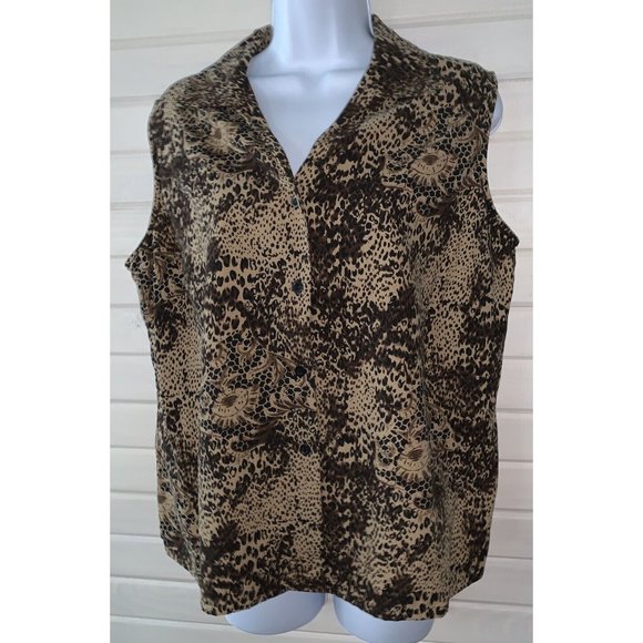 Nygard Collection Sz 14 Brown Leopard Silk Blend Button Front Blouse Collar EUC - Picture 2 of 8